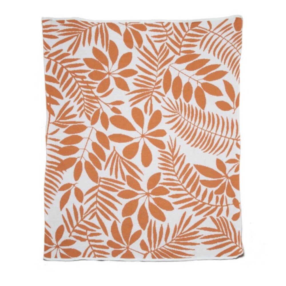 In2Green Woven Blanket Graphic Botanical Print EUC Eco Luxury Recycled Like New - Picture 3 of 5